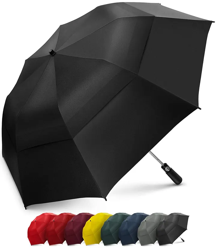 Custom-printed double-canopy golf umbrella made by Lotus Umbrella